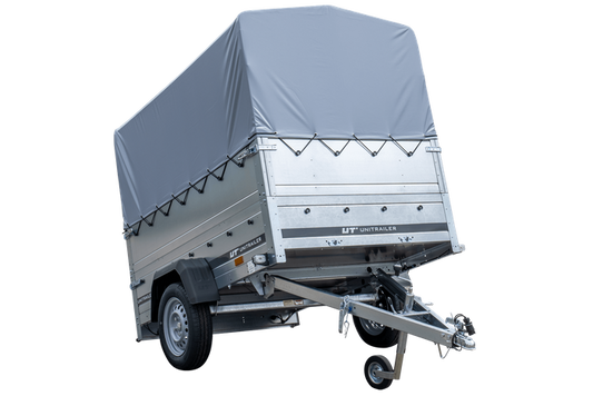 Remorque simple essieu 200x125 avec bâche haute, arceau, rehausses de ridelles et roue jockey - Garden Trailer 201 KIPP