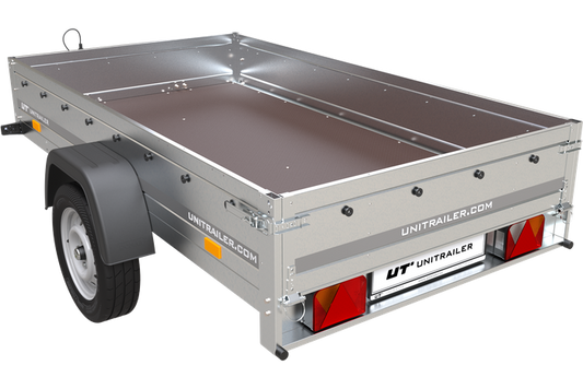 Uni Trailer Garden Trailer – Einachsiger PKW-Anhänger, 230 x 125 cm, mit fester Deichsel, 500/750 kg