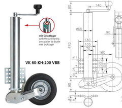 Stützrad für 250 kg Winterhoff VK 60-KH-200 VBB