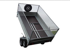 2-Achs-Kippanhänger mit Gitterwänden, 750 kg   312 x 158  Handpumpe