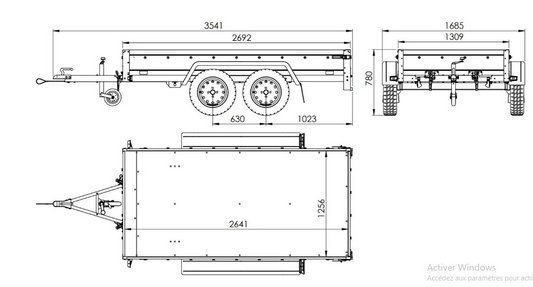 Zweiachsiger PKW-Anhänger 264/2 KIPP mit Seitenwandverlängerungen, hoher Plane, Überrollbügel