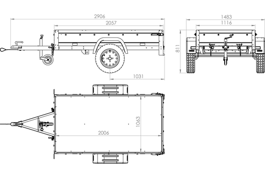 Remorque bagagère Garden Trailer 200 KIPP 200 x 106 cm avec bâche haute