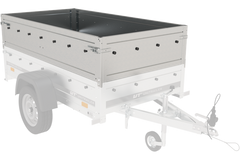 Einachsiger Anhänger 200x125 mit hoher Plane, Überrollbügel, Bordwandverlängerungen und Stützrad – Garden Trailer 201 KIPP