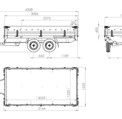 Remorque double essieu UNITRAILER SOLID 300/2 poids a vide 288 kg